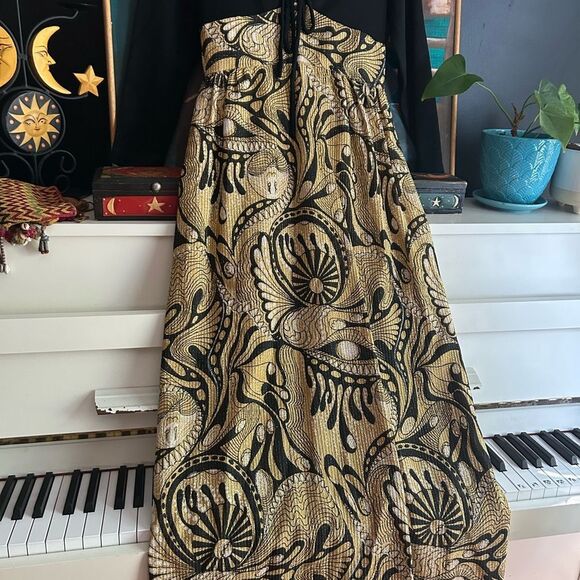 Nu-Mode Vintage 70’s Black and Gold Long Sleeve Dress Small - Picture 10 of 16